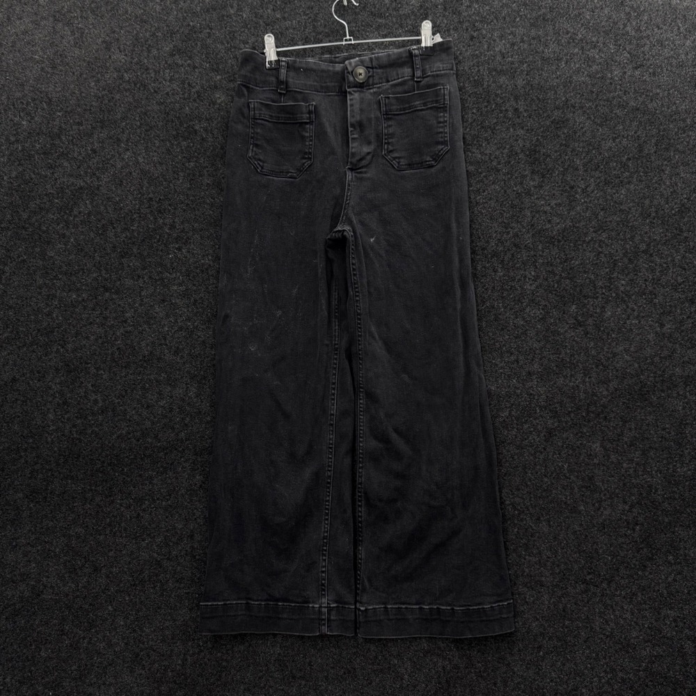 Pilcro and the Letterpress Women Black Wide Leg Patch Pocket Jeans Size 26